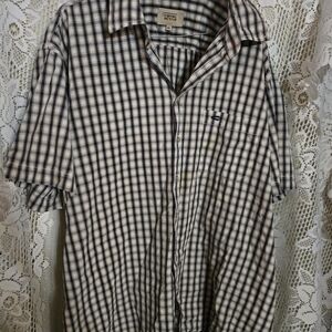 Men's Casual Button Down Shirt - Black and White Checkered